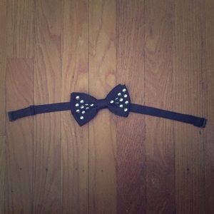 Black Studded Clip Bow Tie